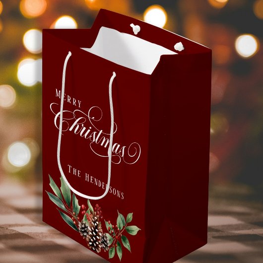 Kerstscript Deep Red Medium Cadeauzakje