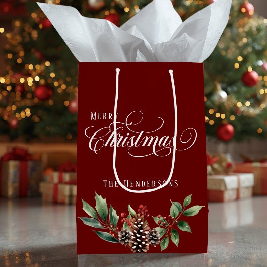 Kerstscript Deep Red Medium Cadeauzakje