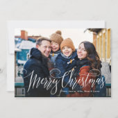 Kerstscript eenvoudig groen vier foto's feestdagenkaart (Voorkant)