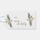 Kerstscript en groene vakantie cadeaulabel (Achterkant Horizontaal)