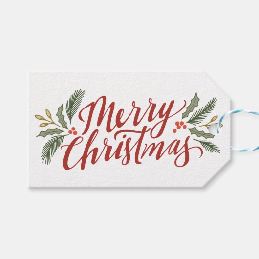 Kerstscript en groene vakantie cadeaulabel (Voorkant (Horizontaal))