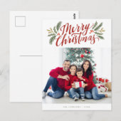 Kerstscript en Groenen vakantie multi-foto Briefkaart (Voorkant / Achterkant)