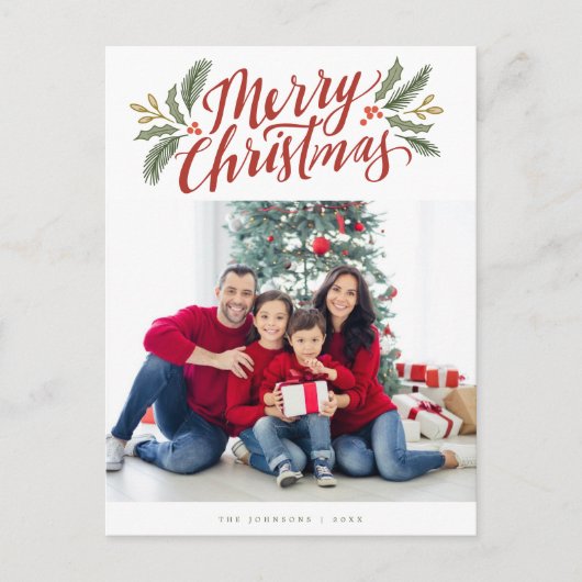 Kerstscript en Groenen vakantie multi-foto Briefkaart (Voorkant)