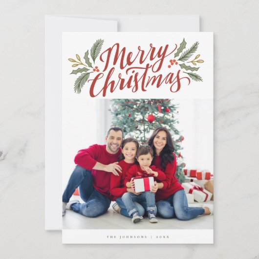Kerstscript en Groenen vakantie multi-foto Kaart (Voorkant)