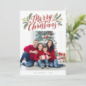 Kerstscript en Groenen vakantie multi-foto Kaart (Staand voorkant)
