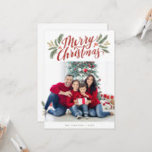 Kerstscript en Groenen vakantie multi-foto Kaart (Voorkant / Achterkant in situ)