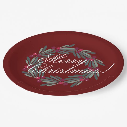kerstscript feestelijk rood papieren bordje (Gekanteld)