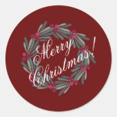  kerstscript feestelijk rood ronde sticker (Voorkant)