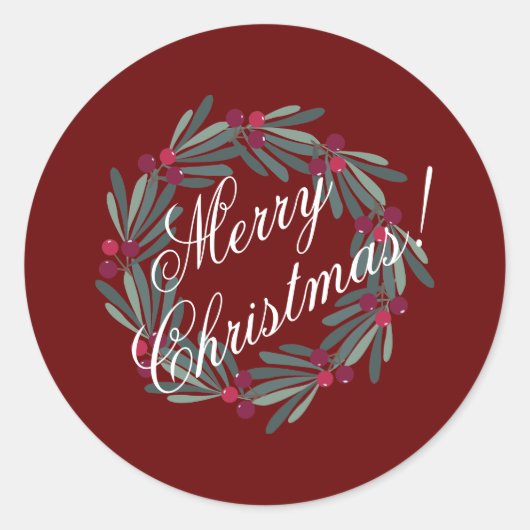  kerstscript feestelijk rood ronde sticker (Voorkant)