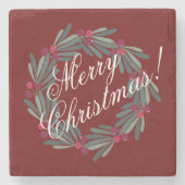  kerstscript, feestelijk stenen onderzetter (Voorkant)