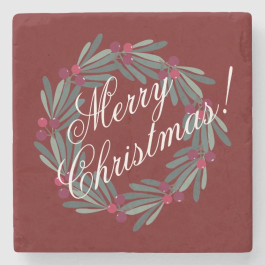  kerstscript, feestelijk stenen onderzetter (Voorkant)