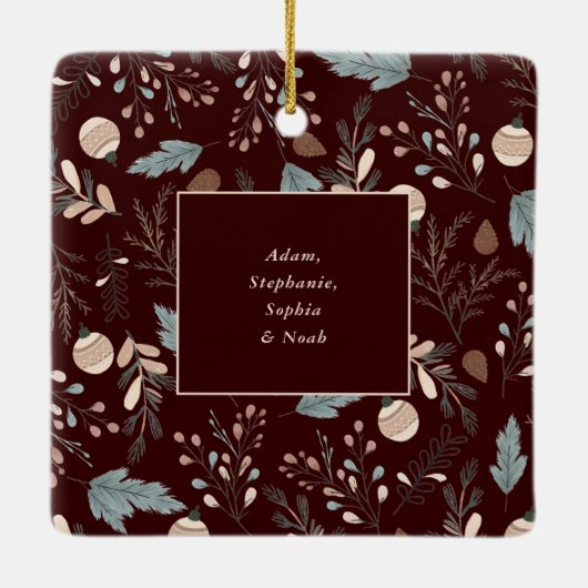 Kerstscript Foto Boho Greenery Kerstmis Keramisch Ornament (Achterkant)