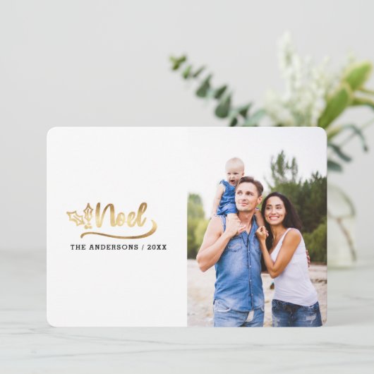 Kerstscript foto moderne kerstkaarten feestdagenkaart (Staand voorkant)