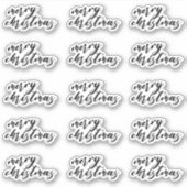 Kerstscript Happy Mail Cadeau Decoratie Sticker (Voorkant)