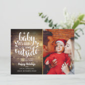 Kerstscript Houten Foto Rustiek Feestdagenkaart (Staand voorkant)