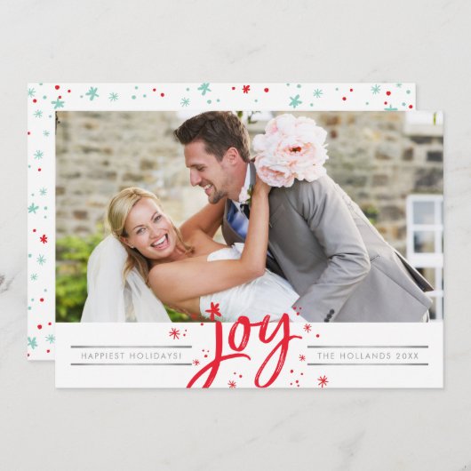 KERSTSCRIPT JOY moderne foto eenvoudig minimaal Feestdagenkaart (Voorkant / Achterkant)