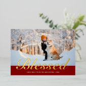 Kerstscript - Matige foto Folie Feestdagenkaart (Staand Voorkant)