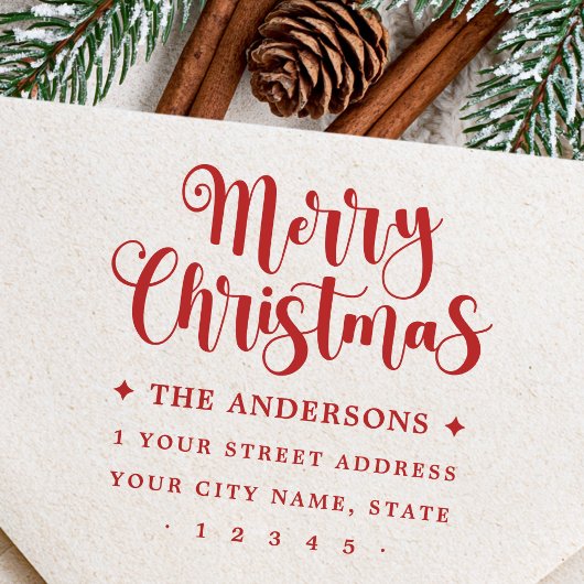 Kerstscript Merry Christmas retouradres Rubberstempel