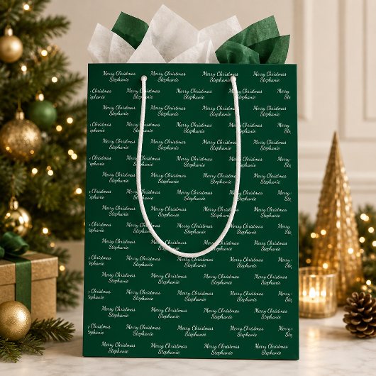 Kerstscript met aangepaste naam medium cadeauzakje