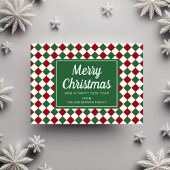 Kerstscript met foto rode groene ruiten feestdagenkaart