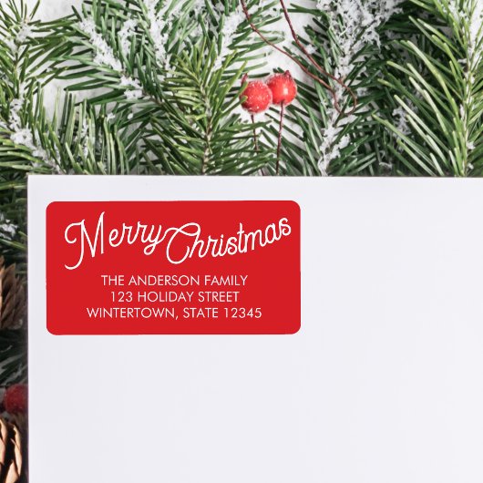 Kerstscript met rode retouradres etiket
