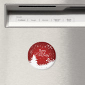 Kerstscript met vintage rode en witte tinten magneet (Insitu (Vaatwasser))