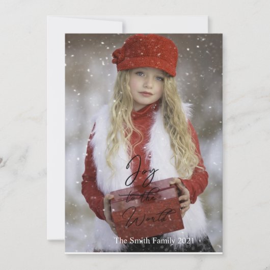 Kerstscript met vreugde feestdagenkaart (Voorkant)