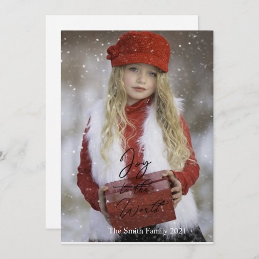 Kerstscript met vreugde feestdagenkaart (Voorkant / Achterkant)