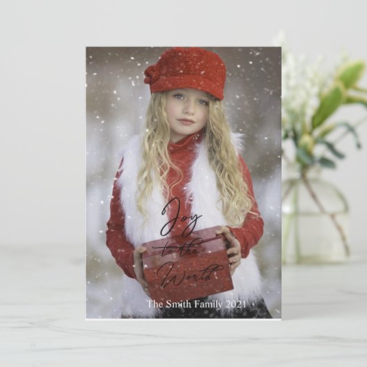 Kerstscript met vreugde feestdagenkaart (Staand voorkant)