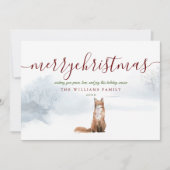 Kerstscript met Winter Vos Vakantiewenskaart Feestdagenkaart (Voorkant)