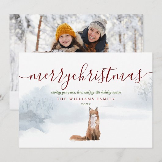 Kerstscript met Wintervos Foto Feestdagenkaart (Voorkant / Achterkant)