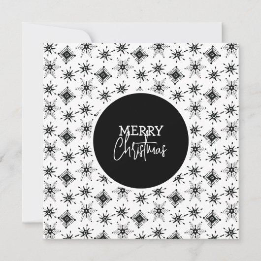 Kerstscript met zwarte sneeuwvlokken kaart (Voorkant)