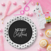 Kerstscript met zwarte sneeuwvlokken papieren bordje (Feest)
