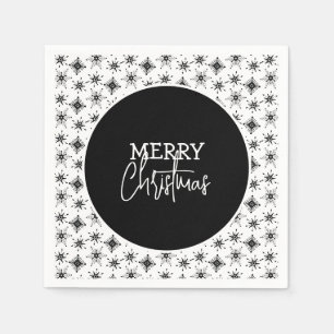 Kerstscript met zwarte sneeuwvlokken servet