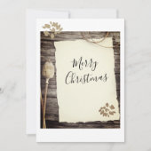 Kerstscript op rustiek oud papier feestdagenkaart (Voorkant)