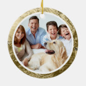 kerstscript Peace Star Gold Red Glitter-foto Keramisch Ornament (Achterkant)