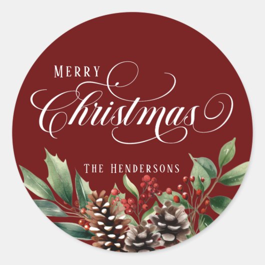 Kerstscript Ronde Sticker (Voorkant)