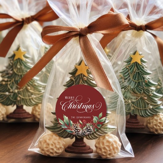 Kerstscript Ronde Sticker