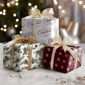 Kerstscript Rustic Pine Cones gepersonaliseerd Inpakpapier Vel