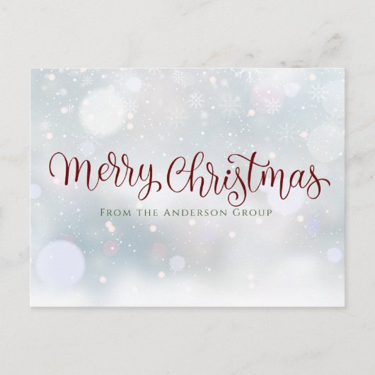 Kerstscript Sneeuw Bedrijfskaart Feestdagenkaart (Voorkant)
