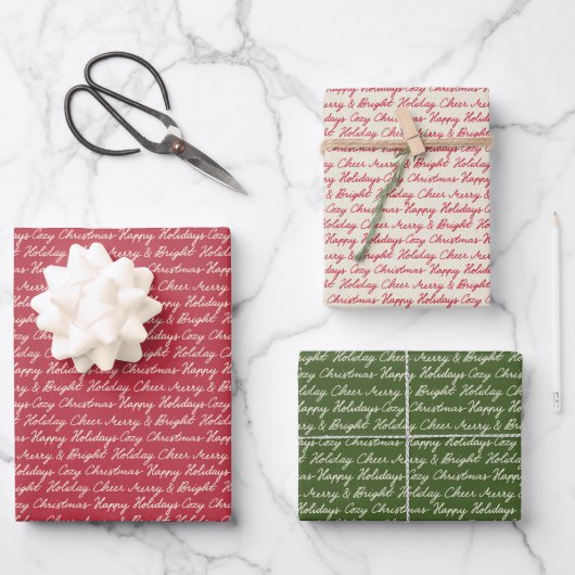 Kerstscript Tekst Kerstcadeaupapier Inpakpapier Vel (Voorkant)