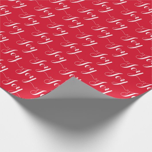 Kerstscript Typografie Joy Pattern Red White Cadeaupapier (Hoek)