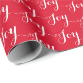 Kerstscript Typografie Joy Pattern Red White Cadeaupapier (Rol Hoek)