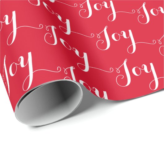 Kerstscript Typografie Joy Pattern Red White Cadeaupapier (Rol Hoek)