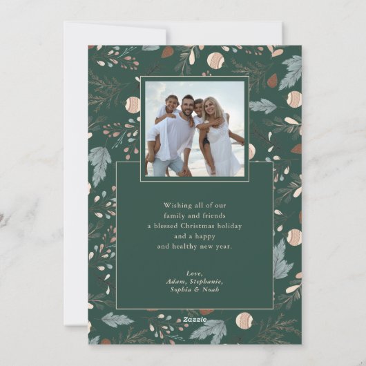 Kerstscript Volledige foto Boho Greenery Bericht Feestdagenkaart (Achterkant)