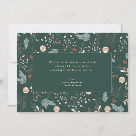 Kerstscript Volledige foto Boho Greenery Bericht Feestdagenkaart (Achterkant)