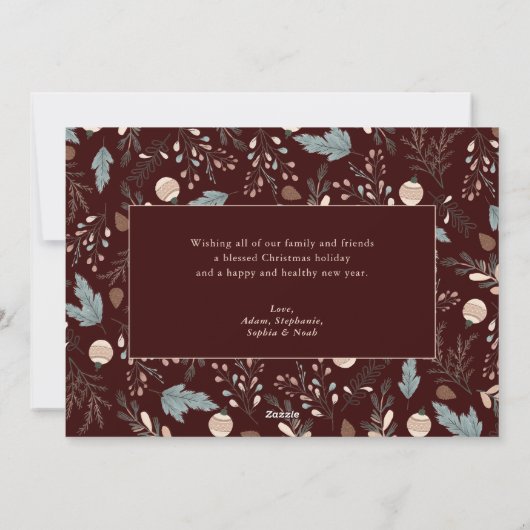 Kerstscript Volledige foto Boho Greenery Bericht Feestdagenkaart (Achterkant)