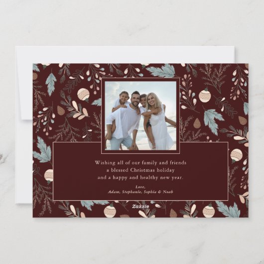 Kerstscript Volledige foto Boho Greenery Bericht Feestdagenkaart (Achterkant)