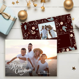 Kerstscript Volledige foto Boho Greenery Bericht Feestdagenkaart