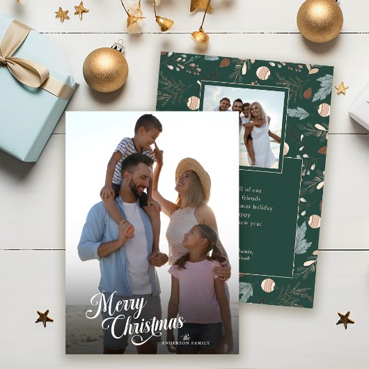 Kerstscript Volledige foto Boho Greenery Bericht Feestdagenkaart